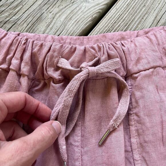 Meo Meli Women's PInk 100% Linen Pull On Shorts Size 26" Waist - Picture 4 of 6